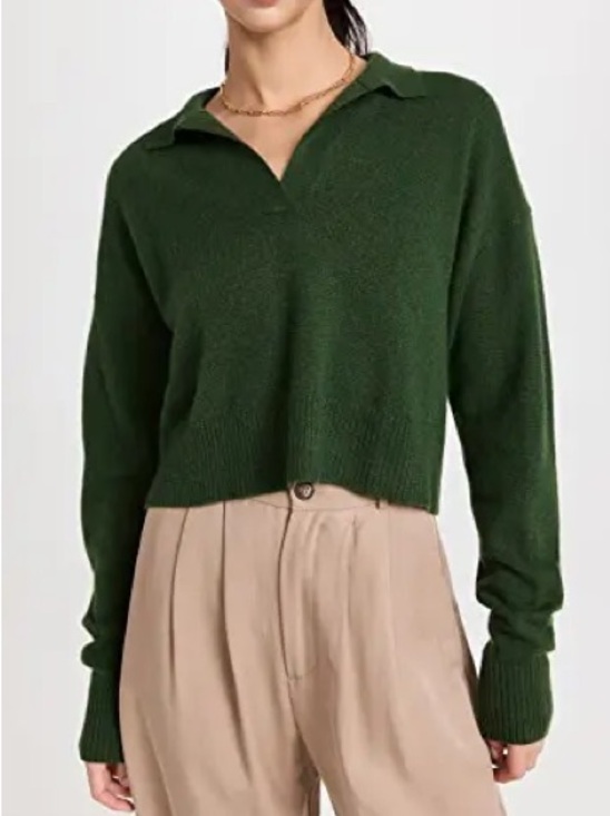 Reformation Sweaters - Reformation Cashmere Polo Sweater Green